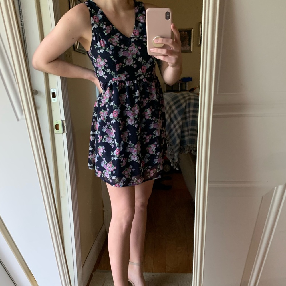 Floral navy blue dress